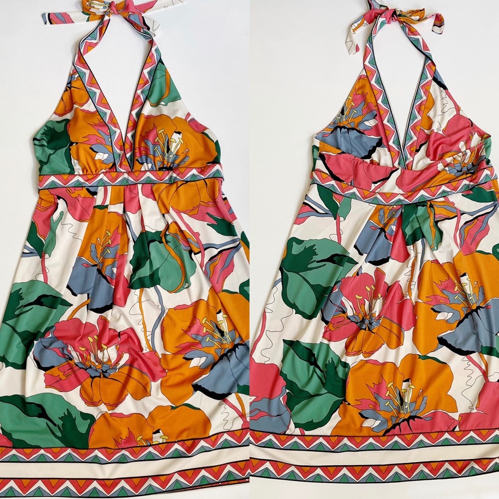 BCBGMaxazria Floral Halter Dress